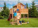 Spielturm FUNGOO "My SIDE Step On", braun (grün), Spieltürme, KinderB:390cm H:305cm T:235cm, Holz, Metall, Polyethylen, mit Schaukel & Rutsche, Kletterwand, Spielhaus, B:390cm H:305cm T:235cm
