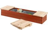 Sandkasten PINOLINO "Hedda, rot/natur", rot (rot, natur), Sandkästen, Kinder, B/H/L: 113,5cm x 18,5cm x 114cm, Massivholz, B:113,5cm H:18,5cm L:114cm T:32cm