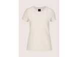 Kurzarmshirt MADELEINE "Shirt Elegantes Basic-Shirt, Kreppqualität", Damen, Gr. 48, weiß (perlweiß), Obermaterial: 72% Baumwolle CO. 24% Polyester PES. 4% Elasthan EL., Modern, gerade, Shirts, Kreppgewebe