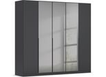 Kleiderschrank INOSIGN BY RAUCH "Schlafzimmerschrank Drehtürenschrank Schrank Garderobe FERRIS", grau (graumetallic), B:226cm H:210cm T:54cm, Holzwerkstoff, Schränke, Kleiderschrank, Mitteltüren mit hochwertigem Grauspiegel MADE IN GERMANY