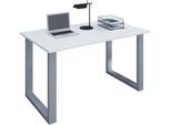 Schreibtisch VCM "Schreibtisch Bürotisch Computertisch 140x50 Lona U", weiß (silber, weiß), B:140cm T:50cm, Tische, Schreibtisch