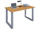Schreibtisch VCM "Schreibtisch Bürotisch Computertisch 140x50 Lona U", braun (silber, buche), B:140cm T:50cm, Tische, Schreibtisch