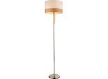 GLOBO LIGHTING Stehlampe "CHIPSY", silber (nickel matt), 1, Ø 40cm H: 170cm, 1 Stk., Leuchten, Stehleuchte Nickel/Holzoptik, Textil, Zugschalter, E27, Stehlampe