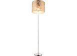 GLOBO LIGHTING Stehlampe "AMY", nickel matt, 1, Ø 40cm H: 160cm, 1 Stk., Leuchten, Stehleuchte Nickel matt, Textil gold, Fußschalter, E27, Stehlampe