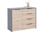 Luca Bessoni , Anthrazit, Eiche Artisan , Holzwerkstoff , 1 Fächer , 4 Schublade(n) Schubladen , 114.5x93.4x50 cm , Kleinmöbel, Kommoden, Kommoden