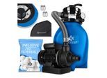 KESSER® Sandfilter Sandfilteranlage + 800g Filterbälle ersetzen 25kg Filtersand- Poolfilter 10 m³/h Filteranlage Filterkessel für Pool Schwimmbecken 4-Wege Ventil , einfache Steuerung