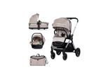 Chipolino Kombikinderwagen Euphoria 3in1 Sportsitz Babyschale umbaubar klappbar beige