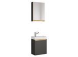 Waschtisch VCM "3 tlg. Hängeschrank Gäste-WC Waschbecken Softclose Cosila", braun (anthrazit, honig, eiche), B:41cm T:22cm, Waschtische, Waschtisch