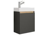 Waschtisch VCM "2 tlg. Hängeschrank Gäste-WC Waschbecken Softclose Cosila", braun (anthrazit, honig, eiche), B:41cm T:22cm, Waschtische, Waschtisch