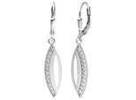 Paar Ohrhänger JOBO "Ohrringe Blatt 37 mm hängend", silber 925, weiß, Ohrringe, Damen, Silber 925 (Sterlingsilber), 925 Silber mit 24 Zirkonia
