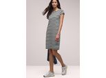 Jerseykleid STREET ONE, Damen, Gr. 46, EURO-Größen, shadowed navy, Jersey, 73% Viskose, 24% Polyester, 3% Elasthan, gestreift, normal knielang, Rundhals, Bündchen, Kleider Jerseykleid, im Streifendesign