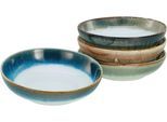 Schale CREATABLE "Cascade, Poke Bowl 22,5 cm 4-tlg", bunt, Ø:22,5cm, Steinzeug, Schüsseln, Schale, Rekativglasur, Healthy Food