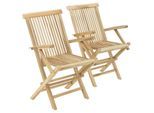 Gartenstuhl VCM "2er Gartenstuhl Hochlehner Klappstuhl Holz Teak", braun, Obermaterial: 100% Holz Wood., Stühle, Gartenstuhl
