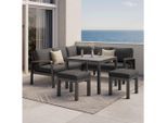 Ambia Garden Loungegarnitur, Anthrazit, Schwarz, Metall, Textil, Keramik, 4-teilig, Füllung: Polyester,Schaumstoff, 193 cm, Loungemöbel, Gartenlounge-Sets