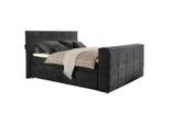 Boxxx Boxspringbett, Anthrazit, Textil, H2 + H3, 7-Zonen, Höhe ca. 18 cm, 180x200 cm, Bettkasten, gepolstertes Kopfteil, Topper durchgehend, Wendematratze mit unterschiedlichen Härtegraden, Schlafzimmer, Betten, Doppelbetten