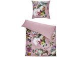 Essenza Wendebettwäsche Fleur, Lila, Textil, Blume, 135x200 cm, Oeko-Tex® Standard 100, Schlaftextilien, Bettwäsche, Bettwäsche, Satin-Bettwäsche