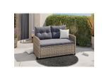 Ambia Garden Gartenbank, Grau, Dunkelgrau, Metall, Kunststoff, Textil, 2-Sitzer, 120x76x67 cm, mit Rückenlehne, Gartenmöbel, Gartenbänke