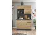 P & B Buffet, Anthrazit, Eiche Artisan, Holzwerkstoff, 2 Fächer, 3 Schublade(n) Schubladen, 120x211x60 cm, Beimöbel erhältlich, Küchen, Küchenmöbel, Buffetschränke