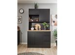 P & B Buffet, Schwarz, Eiche, Holzwerkstoff, 2 Fächer, 3 Schublade(n) Schubladen, 120x211x60 cm, Beimöbel erhältlich, Küchen, Küchenmöbel, Buffetschränke
