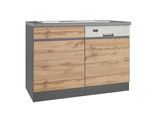 Spülenschrank Turin mit Spüle ca. 120x86 cm Graphit/Eiche