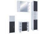 Badezimmer Zalo 4-tlg. ca. 120 cm Weiß/Schwarz