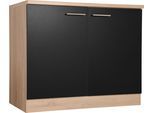 Spülenunterschrank MERLE Schwarz/Eichfarbe