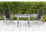 Gartentisch ausziehbar Semi Metall/Glas L: 80-120 cm