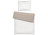 Bettwäsche Twill Streif XL Weiß/Beige ca. 140x220cm