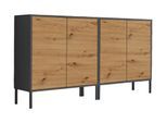 Sideboard Mailand Set 2 Anthrazit/Eiche