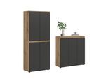 Garderobenschrank Scarpa Anthrazit/Eiche