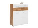 Schuhschrank in Weiß/Eichefarben