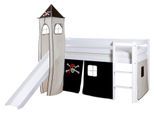 Spielbett "Kasper",aus Kiefer, schwarz/weiß