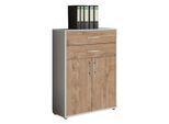 Aktenschrank Office Edition Grau/Eichefarben