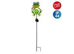LED Solarleuchte NÄVE "Froggy", grün, B:8cm H:90cm L:18cm, Leuchten, grüne Solarleuchte, Erdspieß Froschfigur mit Pilz, H: 90cm, warmweiß