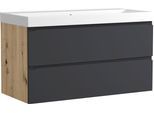 Waschtisch WELLTIME "CABO, Waschtisch", matt grau, B:100cm H:58,5cm T:46cm, Waschtische, Waschtisch, matt grau, griffloses Design