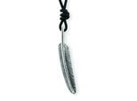 Kette mit Anhänger CAÏ "925/- Sterling Silber Feder Lederkette", silber (silbergrau), Halsketten, Herren, 55cm, Silber 925 (Sterlingsilber), L: 55 B: 6mm, glänzend, B:6mm
