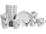 Frühstücks-Geschirrset CREATABLE "Hirsch, Frühstücksset 18-tlg", weiß, 18 Stk., Porzellan, Geschirr-Sets, Winterdekor, Hirschmotiv