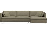 Ecksofa FLEXLUX "Lovane", grün (fall grün), B:323cm H:84cm T:183cm, 62% Polyester/14% Cotton/7% Linen, Sofas, Ecksofa, Weich & anschmiegsam, große Sitztiefe auf Kaltschaum, Dekokissen inkl.