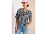 Kurzarmbluse CECIL, Damen, Gr. M (40), urban dunkelblau, Stoff, 100% Viskose, klassisch normal, Rundhals, abgesteppt, Blusen, aus softer Viskose