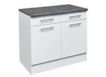 P & B Küchenunterschrank, Grau, Weiß, Holzwerkstoff, 1 Fächer, 2 Schublade(n) Schubladen, 100x90x60 cm, Küchen, Küchenmöbel, Küchenschränke, Küchenunterschränke