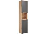 P & B Hochschrank, Anthrazit, Kunststoff, 3 Fächer, 40x190x32 cm, stehend, Badezimmer, Badezimmerschränke, Hochschränke