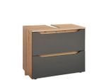 P & B Waschbeckenunterschrank, Anthrazit, Eiche, Kunststoff, 2 Schublade(n) Schubladen, 70x60x40 cm, Badezimmer, Badezimmerschränke, Waschbeckenunterschränke