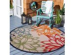 Teppich SANAT "Floral 2 Outdoor", bunt (multi), H:6mm Ø:200cm, Kunstfaser, Teppiche, Teppich, In- und Outdoor geeignet, florales Design, Balkon, Terasse