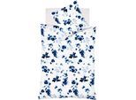 Wendebettwäsche FLEURESSE "Provence Cassis 344103", blau (navy), B/L: 155cm x 220cm, 1 Stk., 1 Stk., Halbleinen, B/L: 80cm x 80cm, 2 Stk., Halbleinen, Obermaterial: 50% Baumwolle, 50% Leinen, Bettwäsche, Wendebettwäsche, 50% Baumwolle, 50% Leinen, in Gr. 135x200, 155x220, 200x200cm