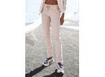 Loungepants LASCANA, Damen, Gr. 40/42, N-Gr, braun (nougat), Sweatware, Obermaterial: 60% Baumwolle, 40% Polyester, unifarben, bequem lang, Hosen Loungepants, mit modischem Umschlagsaum, Loungeanzug