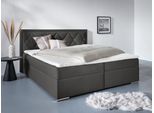 Boxbett HOME AFFAIRE "Alfie, wahlweise mit Bettkasten", grau (anthrazit), L:206cm, Bezug Bett: Samtvelours (100% Polyester), Bezug der Spiegelfläche Matratzendrell aus 100% Polyester. Topperbezug abnehmbar und waschbar bis 30º C, aus 100% Polyester, Komplettbetten, Boxbett, mit Straßsteinen im Kopfteil, H2, H3 und H4 wählbar