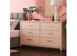 Kommode "Westerleigh", rosa, B:145cm H:85cm T:41cm, MDF, Massivholz, COSMOLIVING BY COSMOPOLITAN, Sideboards, Kommode, mit 6 Schubladen, MDF, Beine aus Massivholz, Höhe 85 cm, Breite 145 cm