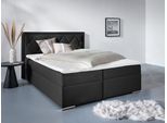 Boxbett HOME AFFAIRE "Alfie, wahlweise mit Bettkasten", schwarz, L:206cm, Bezug Bett: Samtvelours (100% Polyester), Bezug der Spiegelfläche Matratzendrell aus 100% Polyester. Topperbezug abnehmbar und waschbar bis 30º C, aus 100% Polyester, Komplettbetten, Boxbett, mit Straßsteinen im Kopfteil, H2, H3 und H4 wählbar