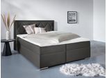 Boxbett HOME AFFAIRE "Alfie, wahlweise mit Bettkasten", grau (anthrazit), L:206cm, Bezug Bett: Samtvelours (100% Polyester), Bezug der Spiegelfläche Matratzendrell aus 100% Polyester. Topperbezug abnehmbar und waschbar bis 30º C, aus 100% Polyester, Komplettbetten, Boxbett, mit Straßsteinen im Kopfteil, H2, H3 und H4 wählbar