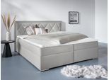 Boxbett HOME AFFAIRE "Alfie, wahlweise mit Bettkasten", grau (hellgrau), L:206cm, Bezug Bett: Samtvelours (100% Polyester), Bezug der Spiegelfläche Matratzendrell aus 100% Polyester. Topperbezug abnehmbar und waschbar bis 30º C, aus 100% Polyester, Komplettbetten, Boxbett, mit Straßsteinen im Kopfteil, H2, H3 und H4 wählbar